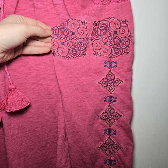 Sundance Women's Embroidered Puff Sleeve Blouse Size S Hippie Bohemian Pink - Picture 5 of 12